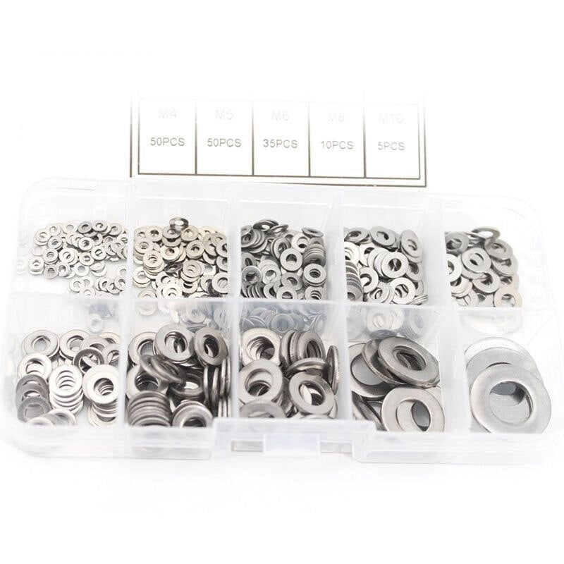 Jeu de rondelles plates en acier inoxydable 304 – tailles M1,6 à M10