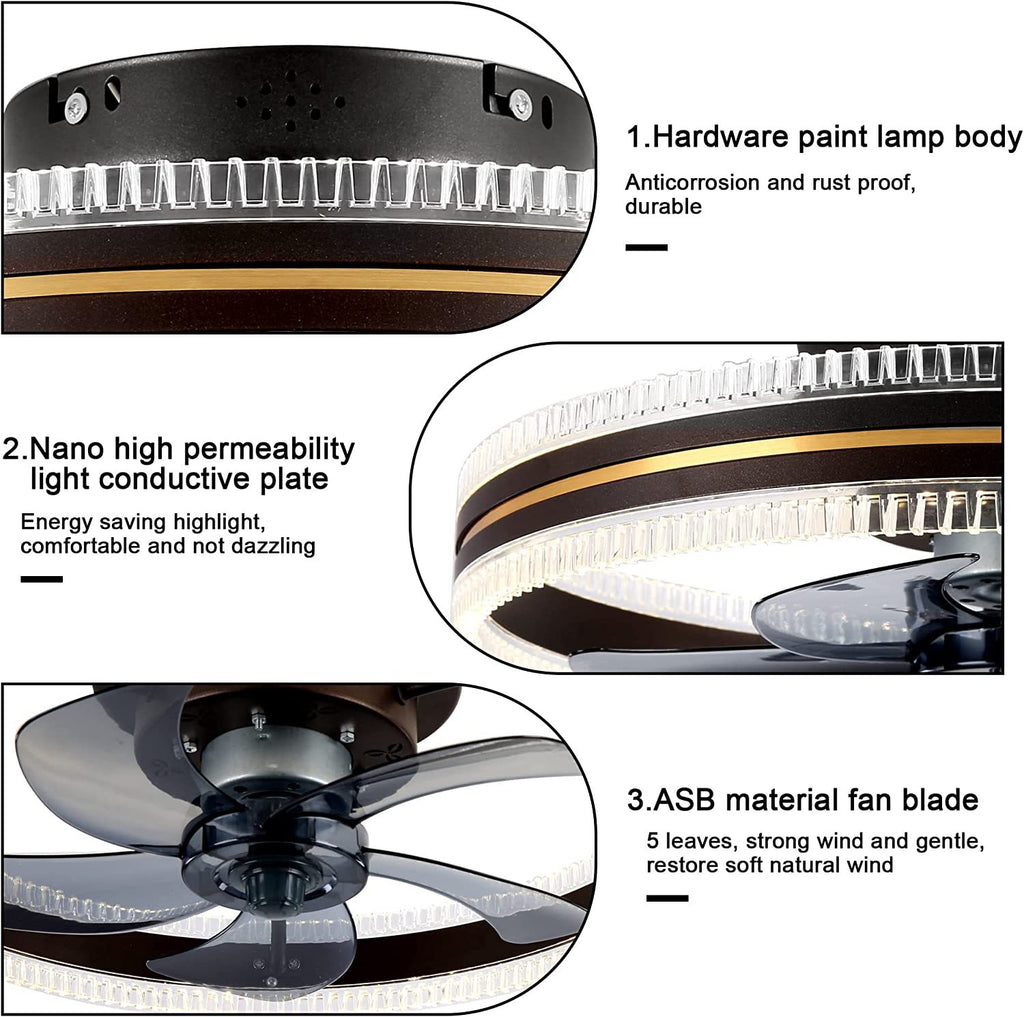 Ventilateur de plafond domestique avec éclairage intégré et pales invisibles