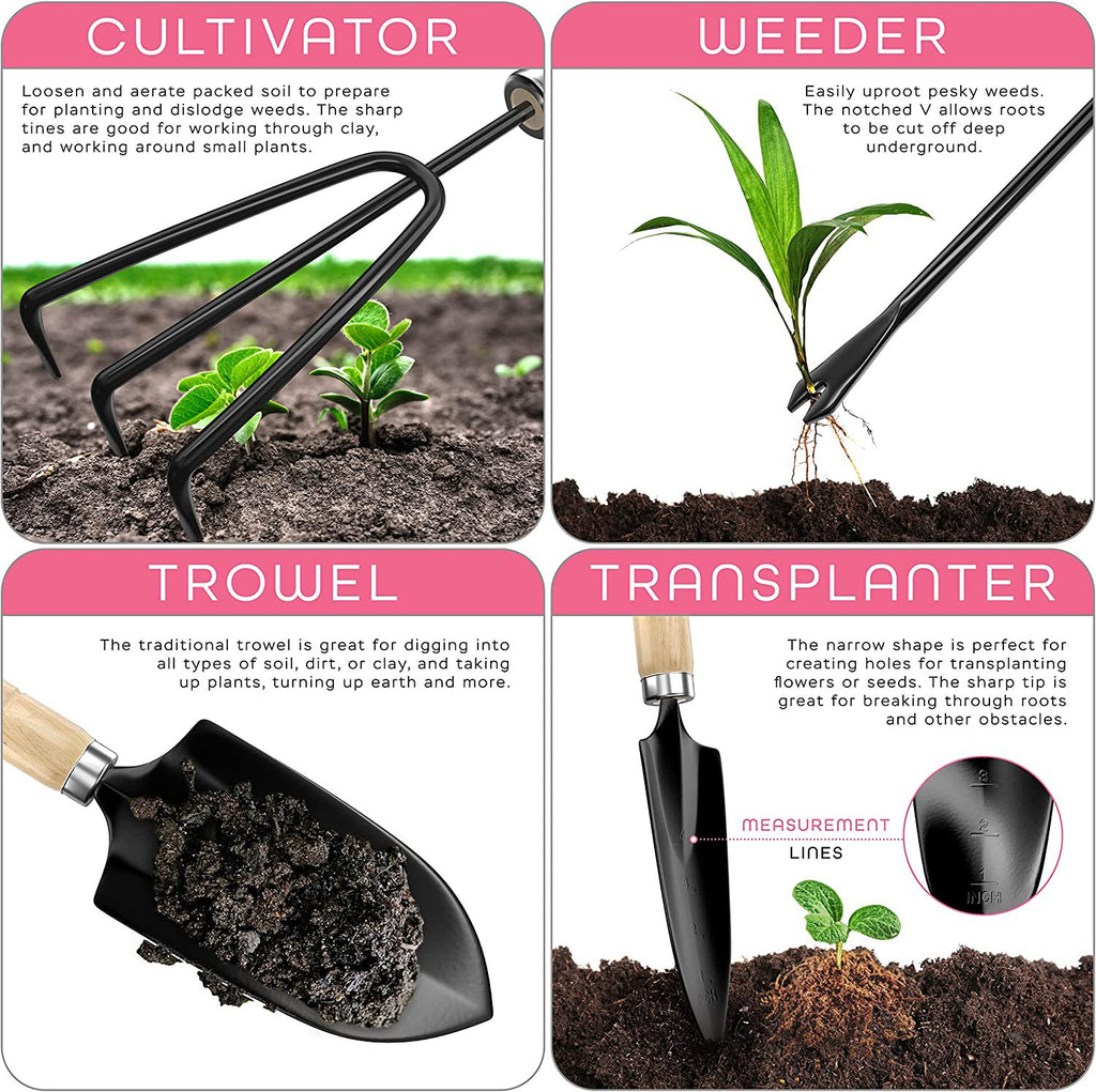 Kit d’Outils de Jardinage en Acier Inoxydable