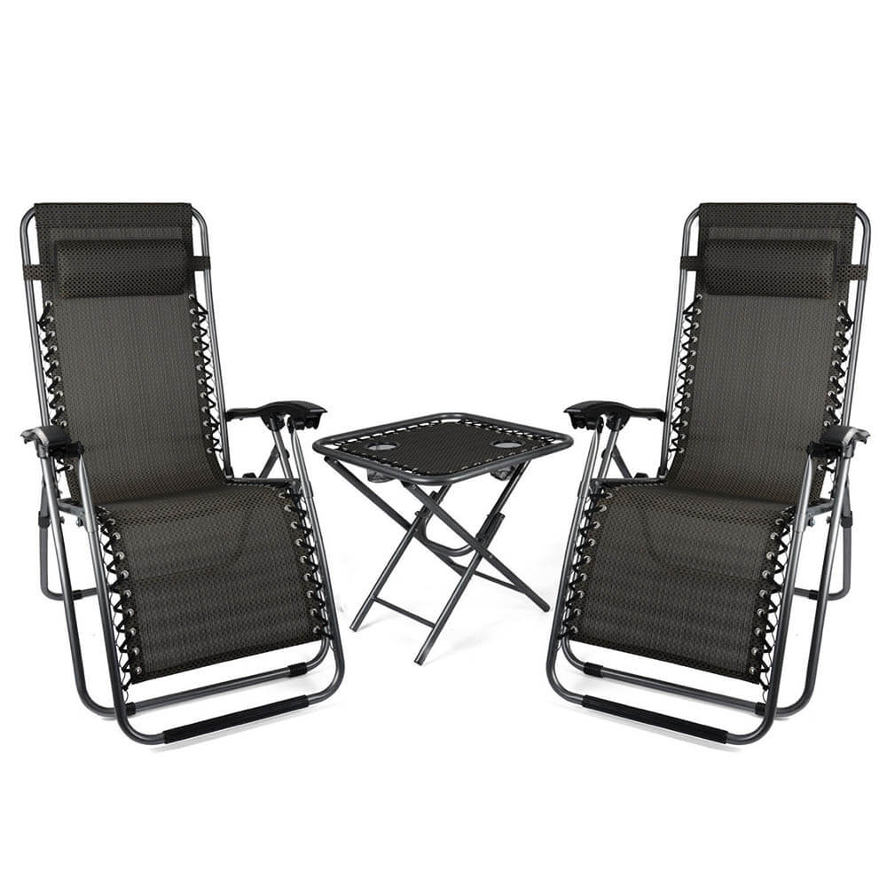 2 chaises de jardin zéro gravité avec table-0