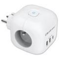 Qoltec 52548 230V 2x USB-A / 1x USB-C Hálózati elosztó 3 aljzatos - Fehér