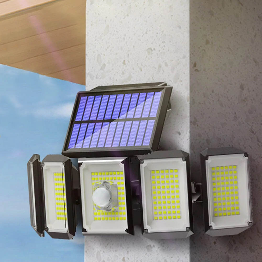 Lampe solaire orientable à 5 panneaux, 300 LEDs
