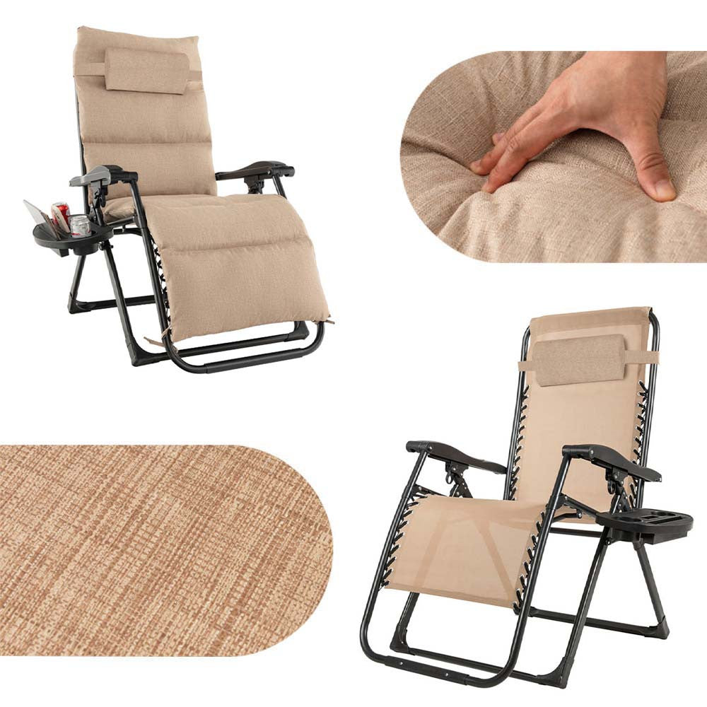 Chaise zéro-gravité rembourrée, en plusieurs couleurs - beige-4