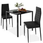 Ensemble repas chaises 2 places avec table en verre