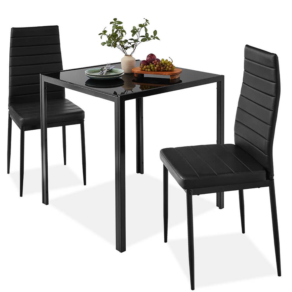 Ensemble repas chaises 2 places avec table en verre