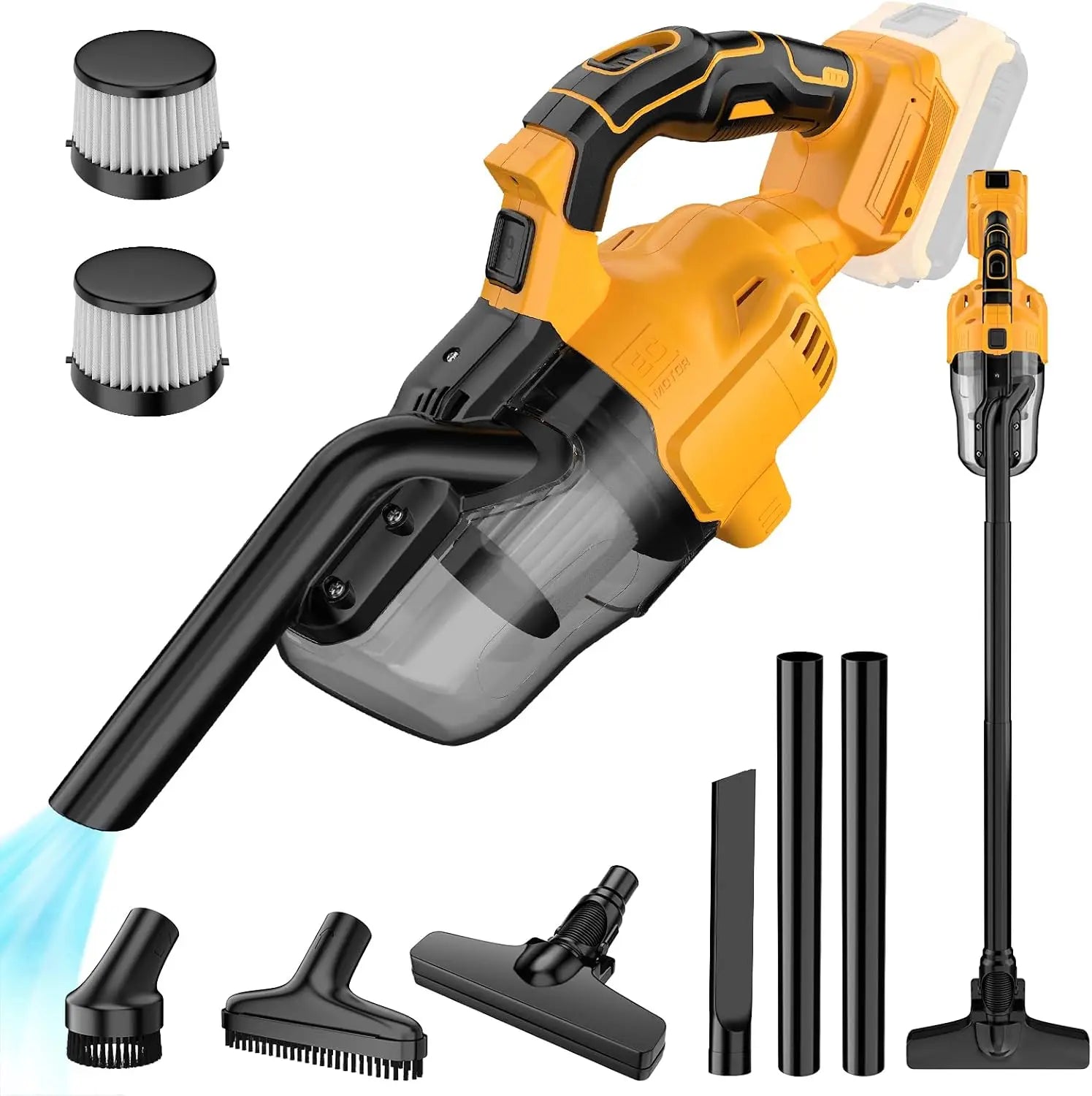 Aspirateur sans fil pour batterie Dewalt 20 V, aspirateur à main portable avec 2 filtres HEPA, 4 buses multifonction, nettoyeur de poussière pour la maison