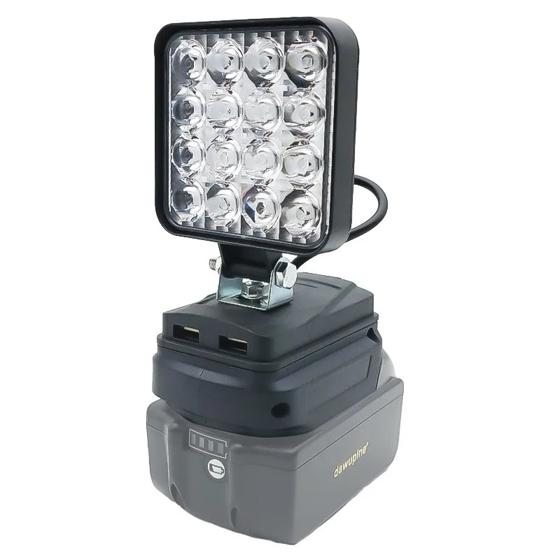 Lampe LED pour DeWalt, Milwaukee, Makita, Bosch — Projecteur sur batterie 18V pour travail extérieur, pêche, usage portatif et d'urgence (lampe-outil)