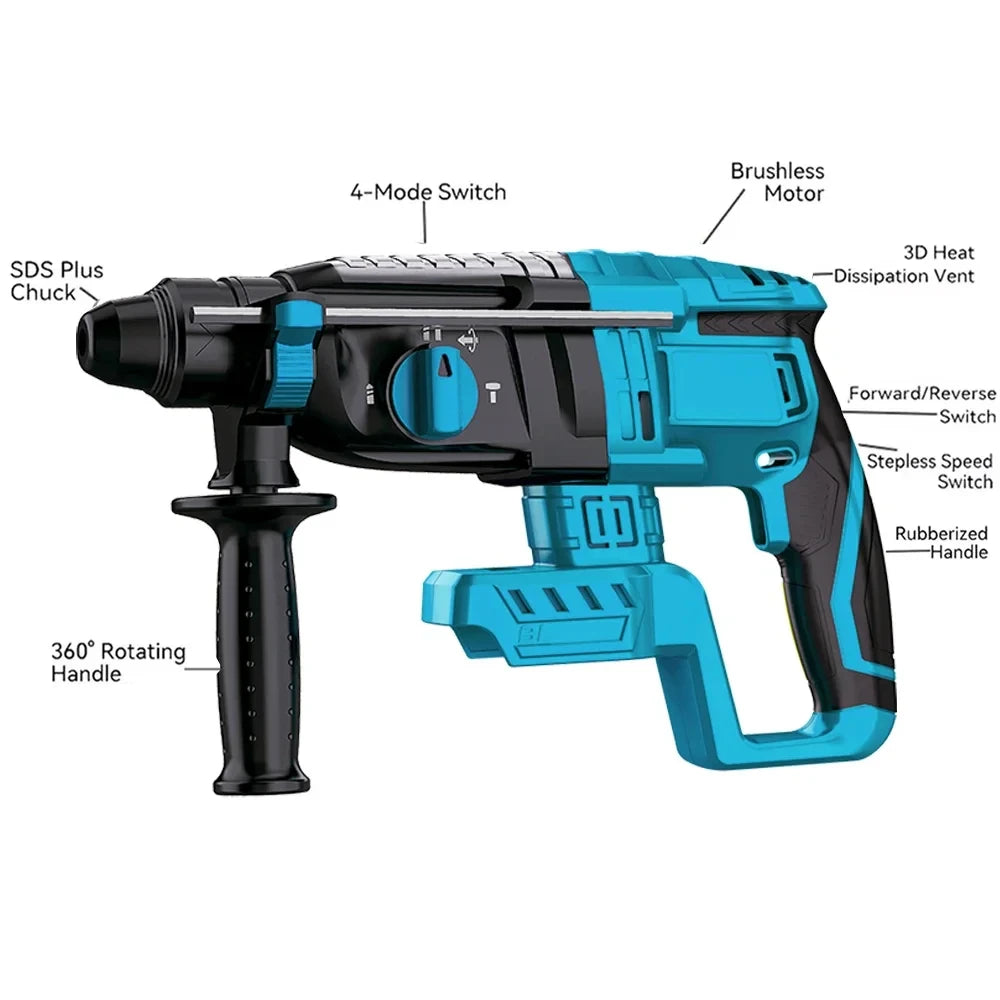 Compatible avec batterie Milwaukee 18 V — perceuse à percussion électrique sans balais, rotative, multifonctionnelle, haute puissance, outils électriques sans fil rechargeables