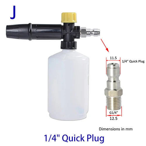 Lance mousse pour nettoyeur haute pression, buse moussante, canon à mousse, pistolet à savon compatible avec Ryobi, Karcher, Huter, Makita