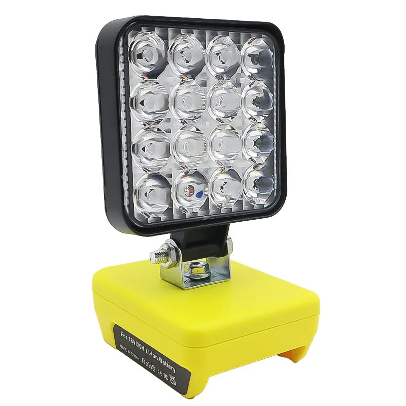 Lampe LED pour DeWalt, Milwaukee, Makita, Bosch — Projecteur sur batterie 18V pour travail extérieur, pêche, usage portatif et d'urgence (lampe-outil)