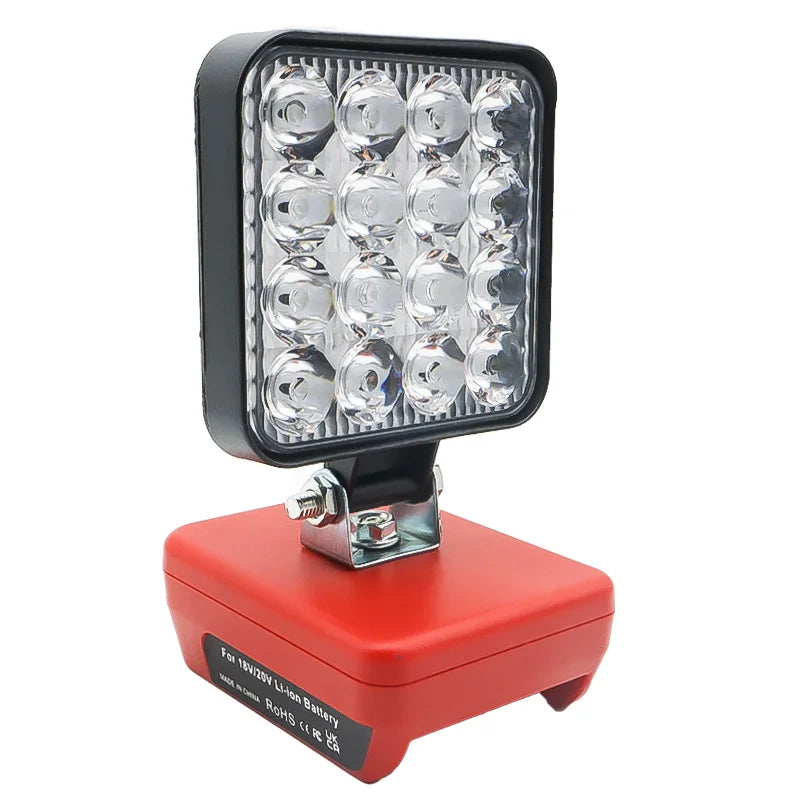 Lampe LED pour DeWalt, Milwaukee, Makita, Bosch — Projecteur sur batterie 18V pour travail extérieur, pêche, usage portatif et d'urgence (lampe-outil)