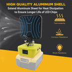Lampe LED pour DeWalt, Milwaukee, Makita, Bosch — Projecteur sur batterie 18V pour travail extérieur, pêche, usage portatif et d'urgence (lampe-outil)