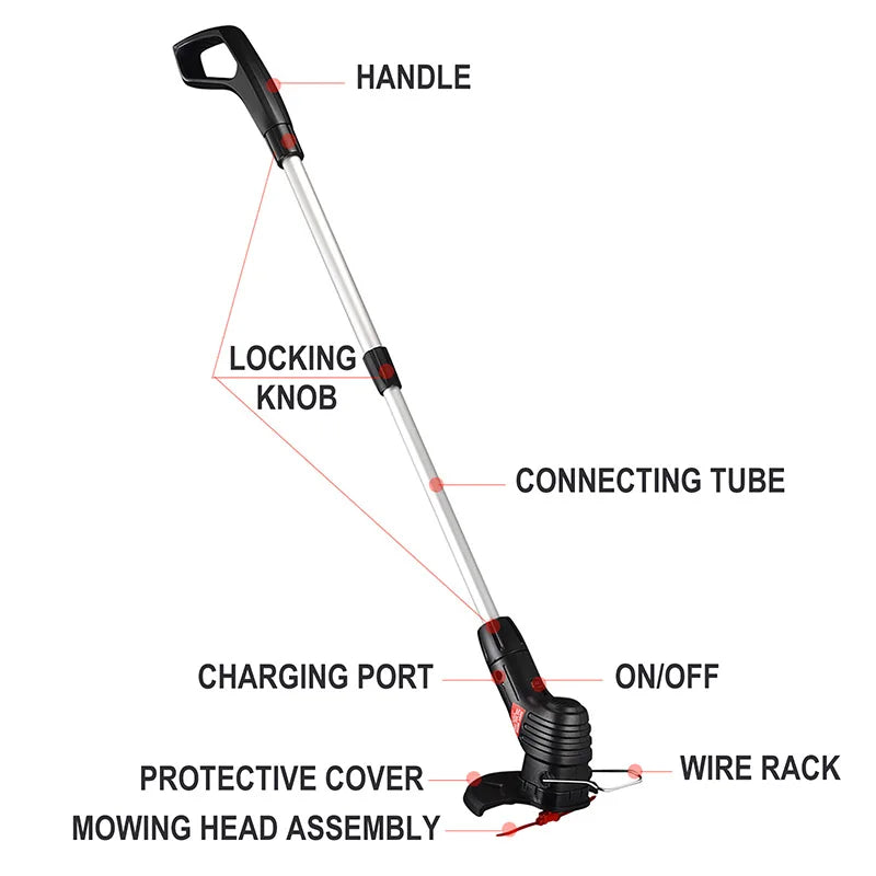 Tondeuse à gazon électrique sans fil, outil de jardin portable, rechargeable par USB, désherbeur rétractable, désherbeur électrique rechargeable par USB