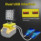 Lampe LED pour DeWalt, Milwaukee, Makita, Bosch — Projecteur sur batterie 18V pour travail extérieur, pêche, usage portatif et d'urgence (lampe-outil)