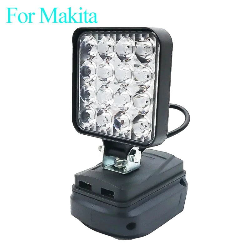 Lampe LED pour DeWalt, Milwaukee, Makita, Bosch — Projecteur sur batterie 18V pour travail extérieur, pêche, usage portatif et d'urgence (lampe-outil)