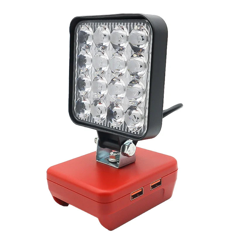 Lampe LED pour DeWalt, Milwaukee, Makita, Bosch — Projecteur sur batterie 18V pour travail extérieur, pêche, usage portatif et d'urgence (lampe-outil)