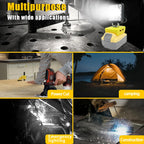 Lampe LED pour DeWalt, Milwaukee, Makita, Bosch — Projecteur sur batterie 18V pour travail extérieur, pêche, usage portatif et d'urgence (lampe-outil)