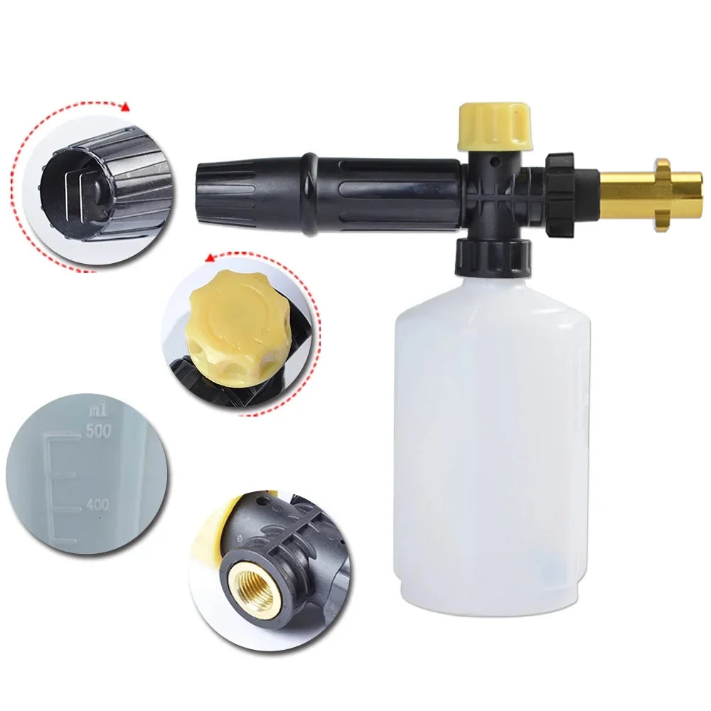 Lance mousse pour nettoyeur haute pression, buse moussante, canon à mousse, pistolet à savon compatible avec Ryobi, Karcher, Huter, Makita