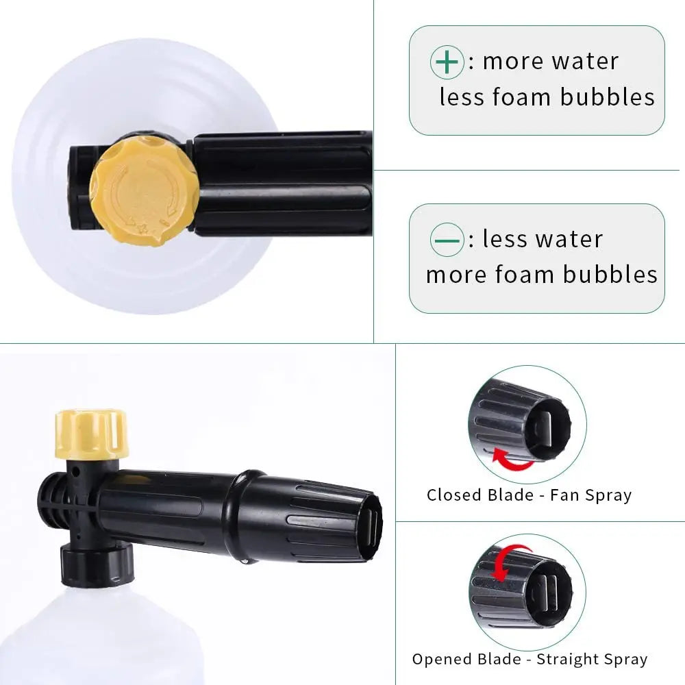 Lance mousse pour nettoyeur haute pression, buse moussante, canon à mousse, pistolet à savon compatible avec Ryobi, Karcher, Huter, Makita