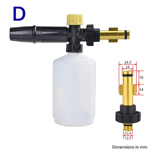 Lance mousse pour nettoyeur haute pression, buse moussante, canon à mousse, pistolet à savon compatible avec Ryobi, Karcher, Huter, Makita