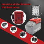 Lampe LED pour DeWalt, Milwaukee, Makita, Bosch — Projecteur sur batterie 18V pour travail extérieur, pêche, usage portatif et d'urgence (lampe-outil)