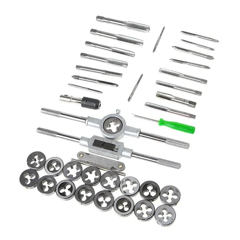 Set de 40 pièces tarauds et filières — tarauds à main, outil de taraudage manuel, clé pour filetage de vis, jeu de filières avec coffret de rangement