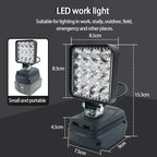 Lampe LED pour DeWalt, Milwaukee, Makita, Bosch — Projecteur sur batterie 18V pour travail extérieur, pêche, usage portatif et d'urgence (lampe-outil)