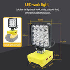 Lampe LED pour DeWalt, Milwaukee, Makita, Bosch — Projecteur sur batterie 18V pour travail extérieur, pêche, usage portatif et d'urgence (lampe-outil)