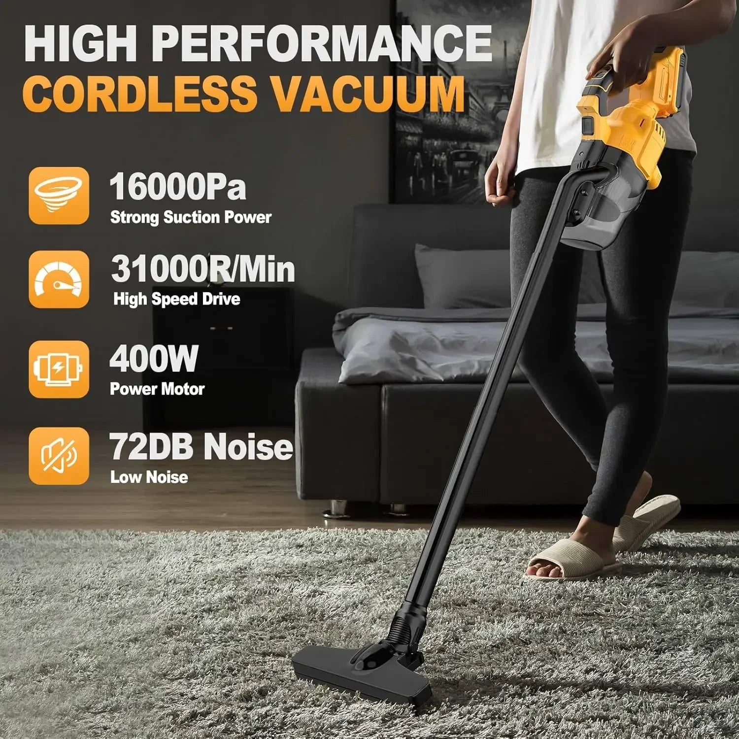 Aspirateur sans fil pour batterie Dewalt 20 V, aspirateur à main portable avec 2 filtres HEPA, 4 buses multifonction, nettoyeur de poussière pour la maison