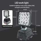 Lampe LED pour DeWalt, Milwaukee, Makita, Bosch — Projecteur sur batterie 18V pour travail extérieur, pêche, usage portatif et d'urgence (lampe-outil)