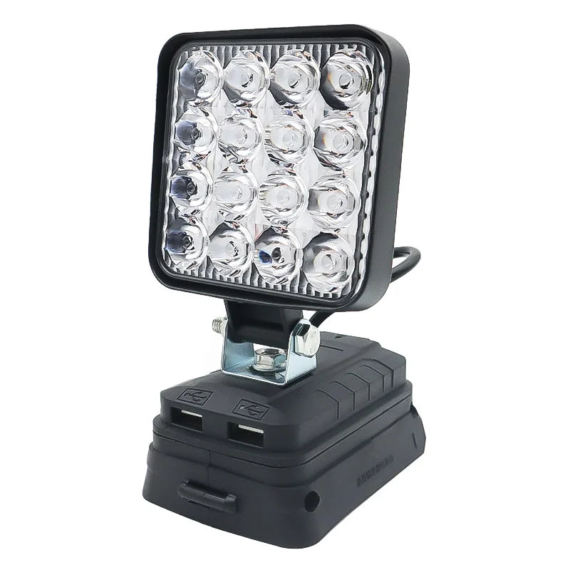 Lampe LED pour DeWalt, Milwaukee, Makita, Bosch — Projecteur sur batterie 18V pour travail extérieur, pêche, usage portatif et d'urgence (lampe-outil)
