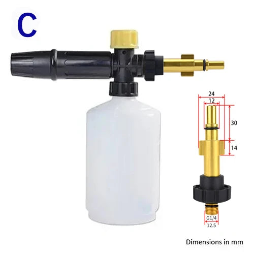Lance mousse pour nettoyeur haute pression, buse moussante, canon à mousse, pistolet à savon compatible avec Ryobi, Karcher, Huter, Makita