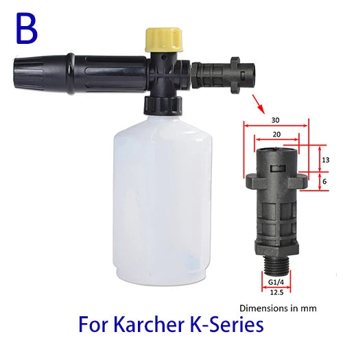 Lance mousse pour nettoyeur haute pression, buse moussante, canon à mousse, pistolet à savon compatible avec Ryobi, Karcher, Huter, Makita
