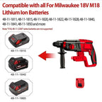Compatible avec batterie Milwaukee 18 V — perceuse à percussion électrique sans balais, rotative, multifonctionnelle, haute puissance, outils électriques sans fil rechargeables