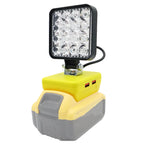Lampe LED pour DeWalt, Milwaukee, Makita, Bosch — Projecteur sur batterie 18V pour travail extérieur, pêche, usage portatif et d'urgence (lampe-outil)