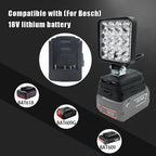 Lampe LED pour DeWalt, Milwaukee, Makita, Bosch — Projecteur sur batterie 18V pour travail extérieur, pêche, usage portatif et d'urgence (lampe-outil)