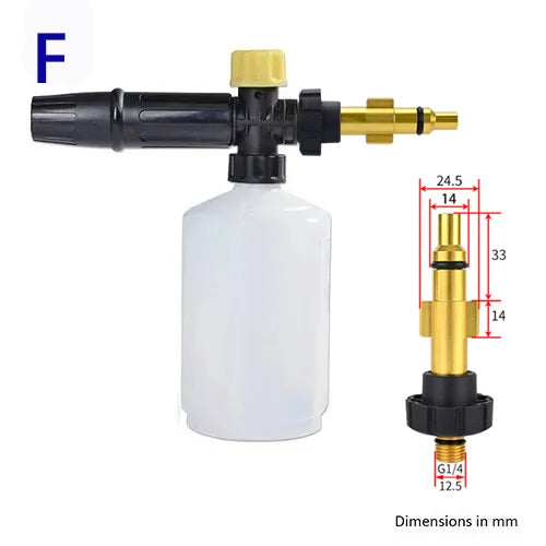 Lance mousse pour nettoyeur haute pression, buse moussante, canon à mousse, pistolet à savon compatible avec Ryobi, Karcher, Huter, Makita