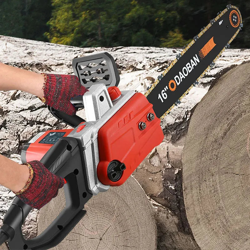 Tronçonneuse filaire haute puissance 12/16 pouces 220 V, portative, moteur sans balais, pour l'abattage et la coupe du bois, usage domestique