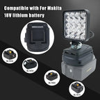 Lampe LED pour DeWalt, Milwaukee, Makita, Bosch — Projecteur sur batterie 18V pour travail extérieur, pêche, usage portatif et d'urgence (lampe-outil)
