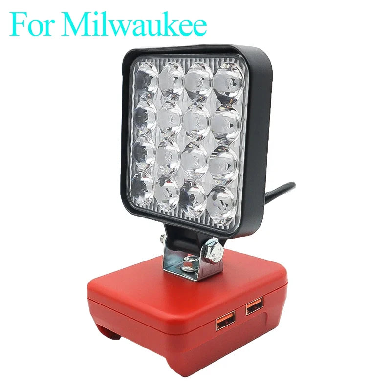Lampe LED pour DeWalt, Milwaukee, Makita, Bosch — Projecteur sur batterie 18V pour travail extérieur, pêche, usage portatif et d'urgence (lampe-outil)