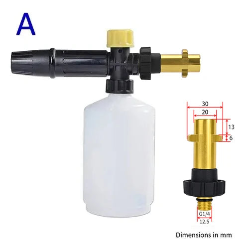 Lance mousse pour nettoyeur haute pression, buse moussante, canon à mousse, pistolet à savon compatible avec Ryobi, Karcher, Huter, Makita