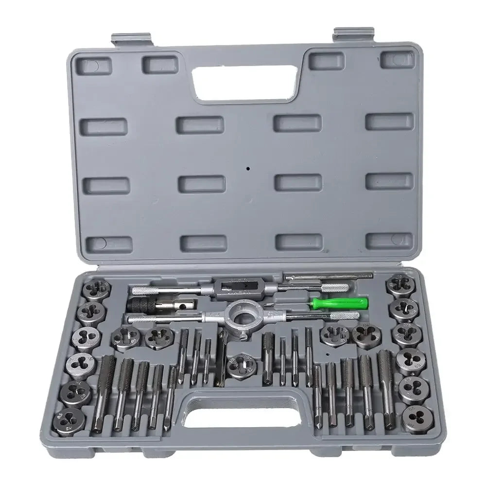 Set de 40 pièces tarauds et filières — tarauds à main, outil de taraudage manuel, clé pour filetage de vis, jeu de filières avec coffret de rangement