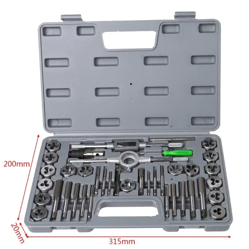 Set de 40 pièces tarauds et filières — tarauds à main, outil de taraudage manuel, clé pour filetage de vis, jeu de filières avec coffret de rangement