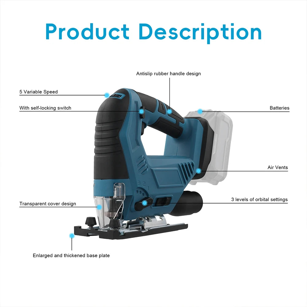 Scie sauteuse sans fil 18V 300W — Coupe bois, métal et plastique (sans batterie)
