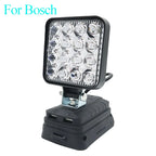 Lampe LED pour DeWalt, Milwaukee, Makita, Bosch — Projecteur sur batterie 18V pour travail extérieur, pêche, usage portatif et d'urgence (lampe-outil)