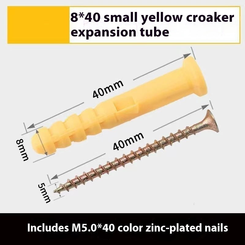 Kit de chevilles plastiques jaunes – boulons d’expansion avec tubes en nylon