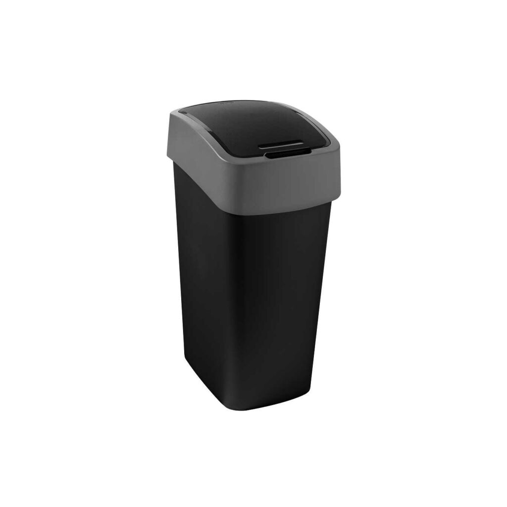 Curver Pacific Flip Bin 45 litres, poubelle basculante en plastique - Noir (229411)