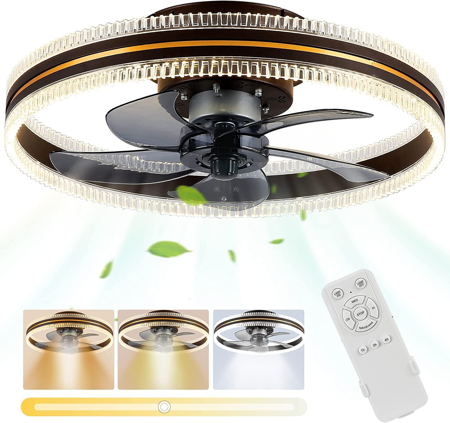 Ventilateur de plafond domestique avec éclairage intégré et pales invisibles