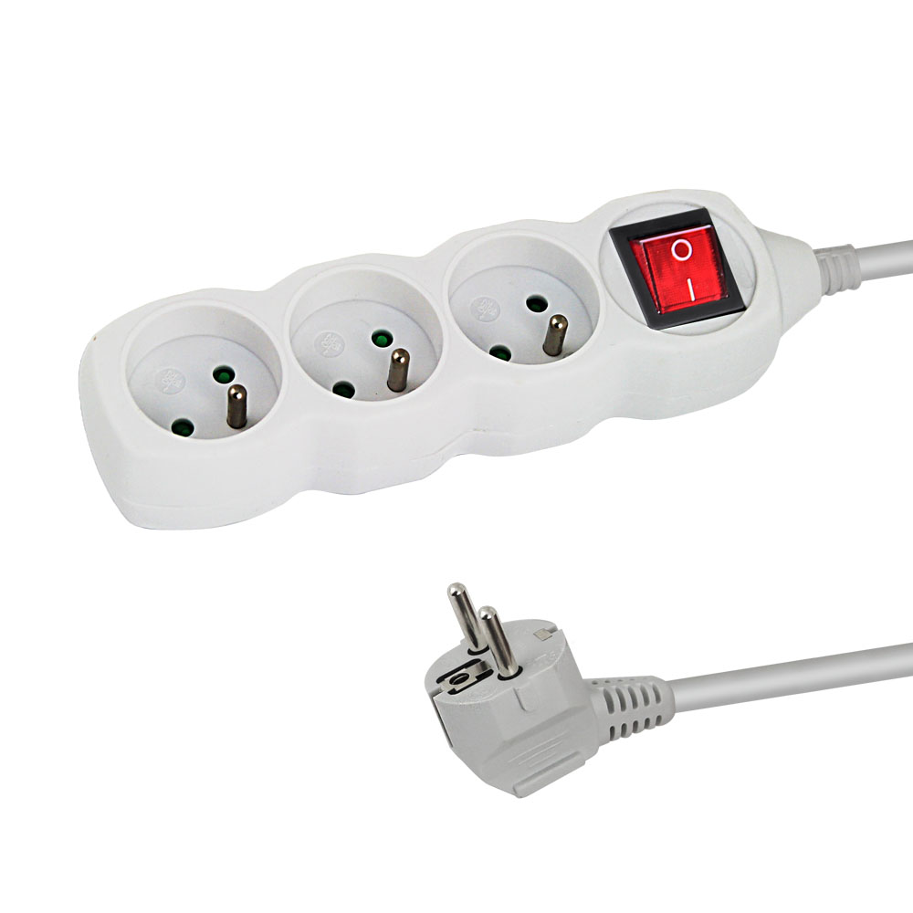 Multiprise 3 prises 1,5 m - Blanche Esperanza ELK210W