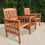 Salon de jardin 2 places en bois — design compact avec trou pour parasol